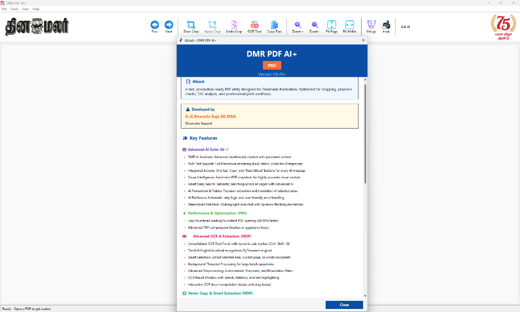 DMR PDF Toolkit Application Interface
